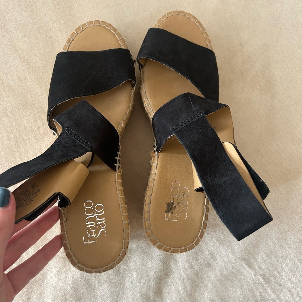 Franco Sarto Black Espadrille Platform Wedge - Picture 4 of 5